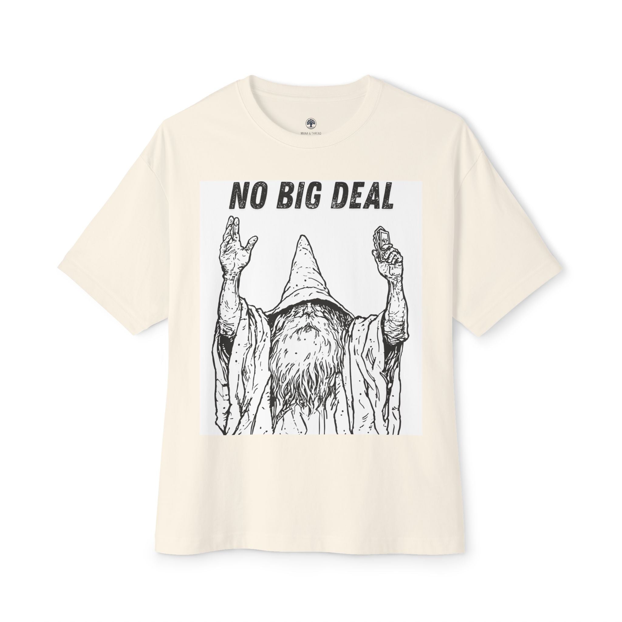 Graphic Tee — Vintage Wizard 'No Big Deal' Illustration 2 Solid